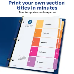 Avery Customizable Table of Contents Dividers, 5-Tab, Multicolor, 3 Sets/Pack (11070)
