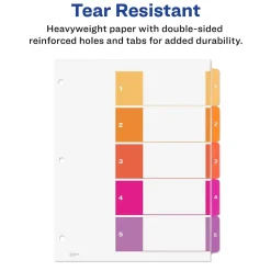 Avery Customizable Table of Contents Dividers, 5-Tab, Multicolor, 3 Sets/Pack (11070)