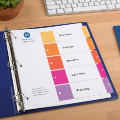 Avery Customizable Table of Contents Dividers, 5-Tab, Multicolor, 3 Sets/Pack (11070)