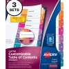 Avery Customizable Table of Contents Divider, Multicolor, 3 Sets/Pack (11071)