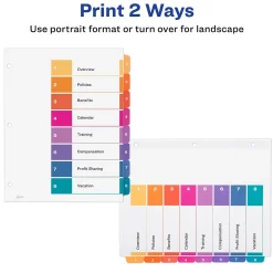 Avery Customizable Table of Contents Divider, Multicolor, 3 Sets/Pack (11071)