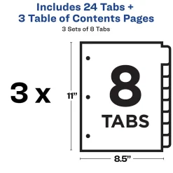 Avery Customizable Table of Contents Divider, Multicolor, 3 Sets/Pack (11071)