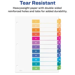 Avery Customizable Table of Contents Dividers, 12-Tab, Multicolor, 3 Sets/Pack (11073)