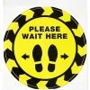 Avery Directional "Please Wait Here" Preprinted Floor Decals, 10.5" Diameter, Yellow/Black, 5/Pack (83020)