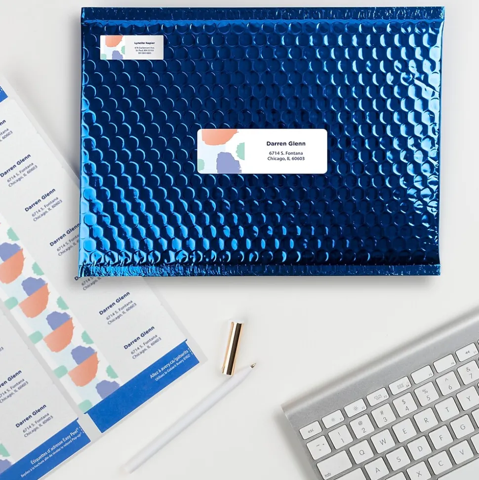 Avery Easy Peel Inkjet Address Labels, 1-1/3" x 4", White, 350 Labels/Pack (8162)