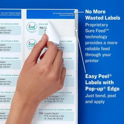 Avery Easy Peel Inkjet Address Labels, 1" x 4", White, 500 Labels/Pack (8161)