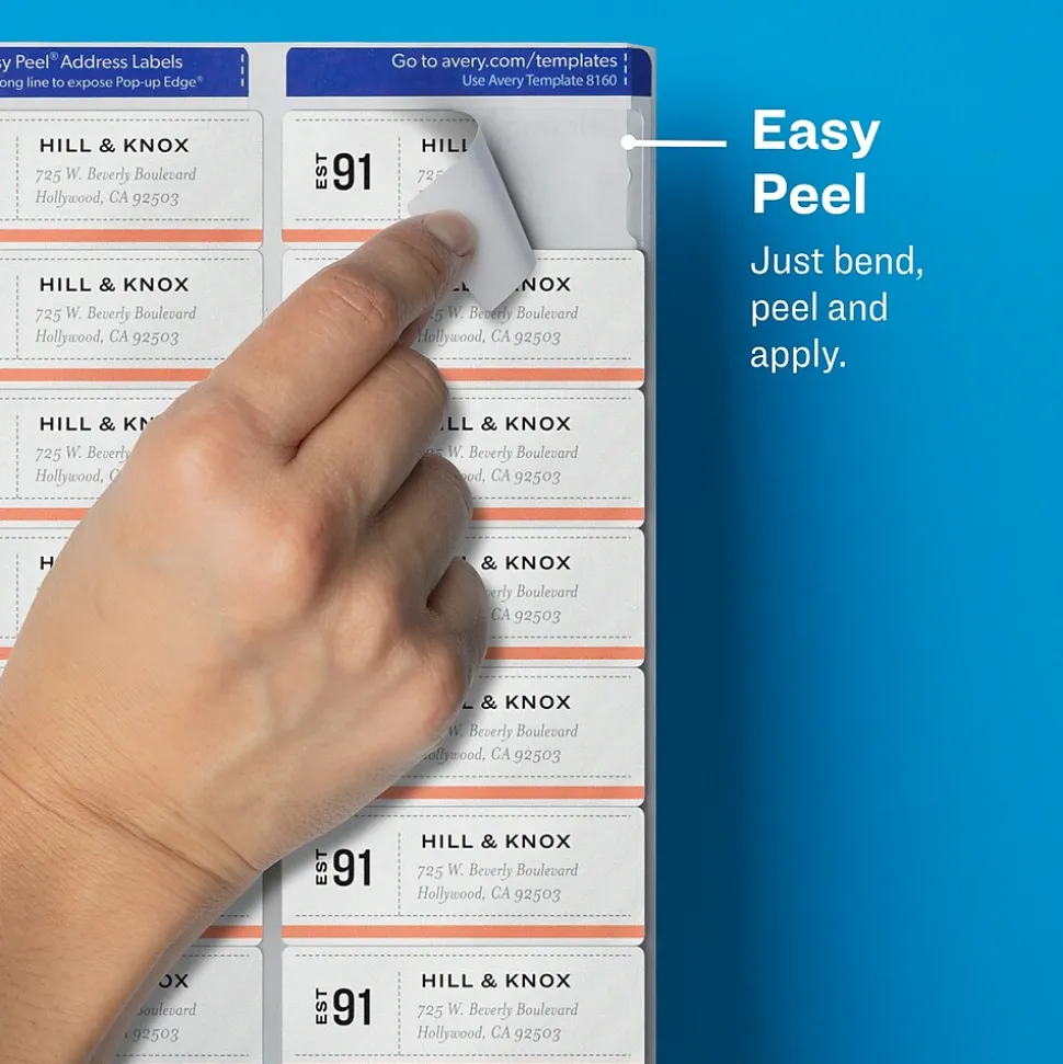 Avery Easy Peel Inkjet Address Labels, 1" x 2-5/8", Clear, 300 Labels/Pack (18660)