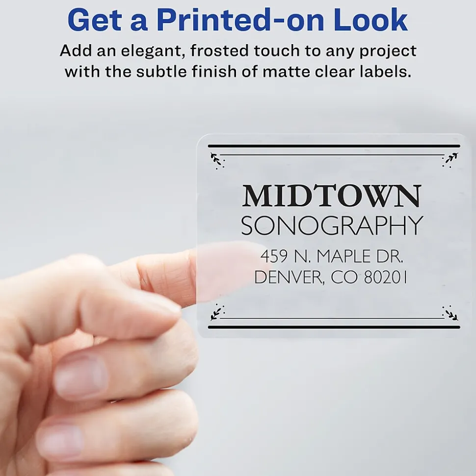 Avery Easy Peel Inkjet Shipping Labels, 3-1/3" x 4", Clear, 60 Labels/Pack (18664)