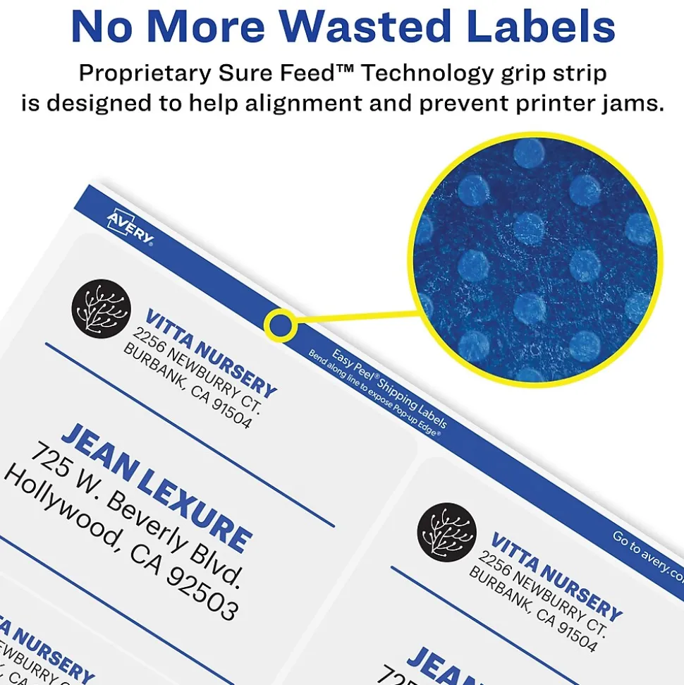 Avery Easy Peel Inkjet Shipping Labels, 3-1/3" x 4", Clear, 60 Labels/Pack (18664)