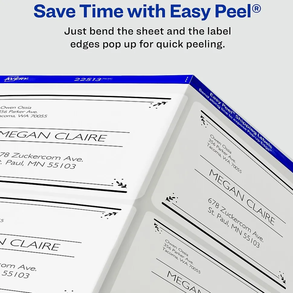 Avery Easy Peel Inkjet Shipping Labels, 3-1/3" x 4", Clear, 60 Labels/Pack (18664)
