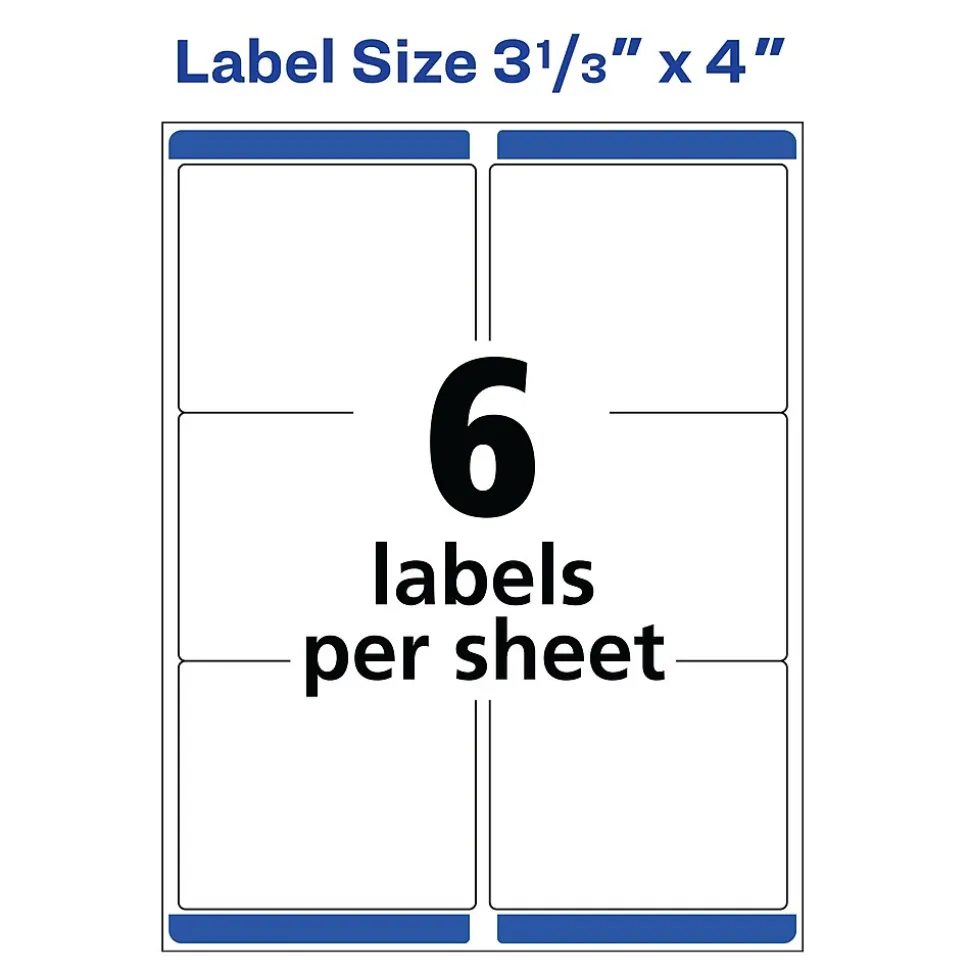 Avery Easy Peel Inkjet Shipping Labels, 3-1/3" x 4", Clear, 60 Labels/Pack (18664)