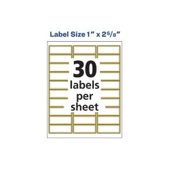 Avery Easy Peel Laser/Inkjet Address Labels, 1" x 2 5/8", White with Metallic Gold Borders, 300 Labels/Pack (6540)