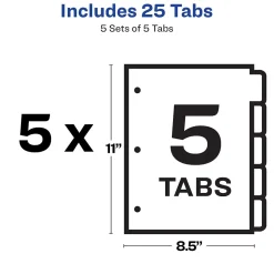 Avery EcoFriendly Index Maker Dividers, 5 Tab, White, 5/Pack (AVE11580)