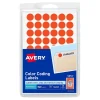 Avery Hand Written Color Coding Labels, 0.5"Dia., Neon Red, 60/Sheet, 14 Sheets/Pack (5051)