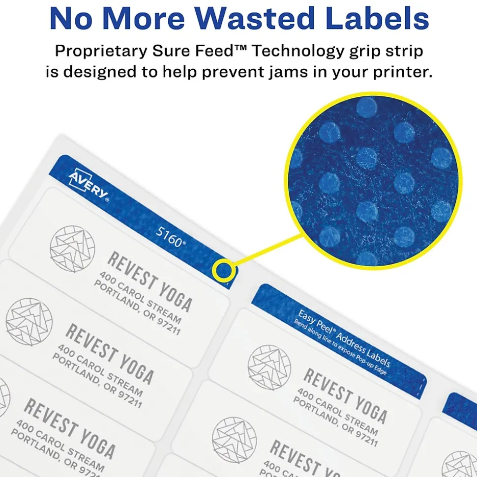 Avery High Visibility Laser Shipping Labels, 2.5"Dia., White, 300/Pack (5294)