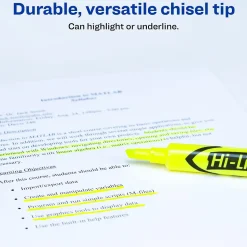 Avery Hi-Liter Tank Highlighters, Chisel, Yellow, Dozen (98035)