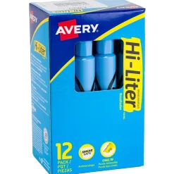 Avery Hi-Liter Tank Highlighters, Chisel Tip, Blue, Dozen (07746)