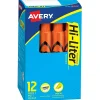 Avery Hi-Liter Tank Highlighters, Chisel, Orange, Dozen (24050)