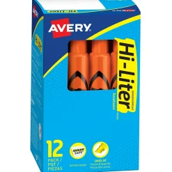 Avery Hi-Liter Tank Highlighters, Chisel, Orange, Dozen (24050)