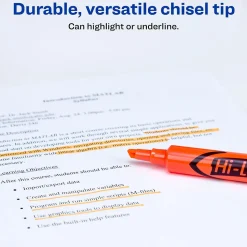 Avery Hi-Liter Tank Highlighters, Chisel, Orange, Dozen (24050)