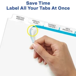 Avery Index Maker Big Tab Paper Dividers with Print & Apply Label Sheets, 5 Tabs, White, 5 Sets/Pack (11492)