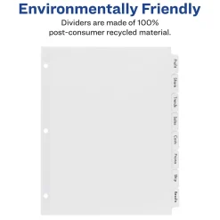 Avery Index Maker EcoFriendly Paper Dividers with Print & Apply Label Sheets, 8 Tab, White, 5 Sets/Pack (11581)