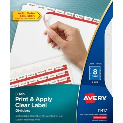 Avery Index Maker Paper Dividers with Print & Apply Label Sheets, 8 Tabs, White (11417)