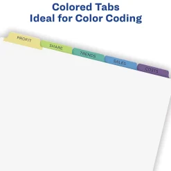Avery Index Maker Paper Dividers with Print & Apply Label Sheets, 5 Tabs, Pastel, 5 Sets/Pack (11990)