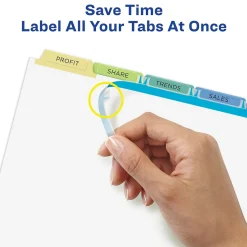 Avery Index Maker Paper Dividers with Print & Apply Label Sheets, 5 Tabs, Pastel, 25 Sets/Pack (11992)