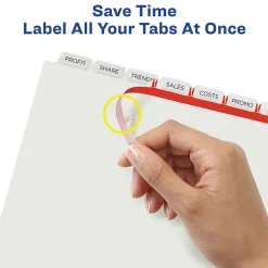 Avery Index Maker Unpunched Paper Dividers with Print & Apply Label Sheets, 8 Tabs, White, 5 Sets/Pack (11432)