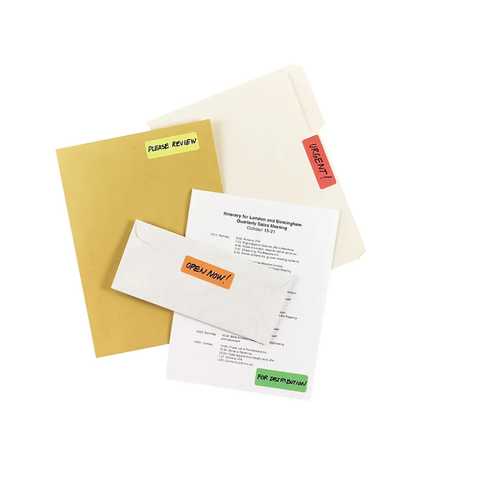 Avery Laser Color Coding Labels on 4" x 6" Sheets, 1" x 3", Assorted Colors, 200 Labels/Pack (5481)