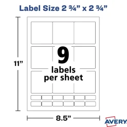 Avery Laser/Inkjet Media Labels, 2-3/4