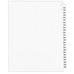 Avery Legal Pre-Printed Paper Divider Collated Set, 326-350 Tabs, White, Avery Style, Letter Size (01343)