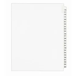 Avery Legal Pre-Printed Paper Divider Collated Set, 176-200 Tabs, White, Avery Style, Letter Size (01337)