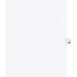 Avery Legal Pre-Printed Paper Dividers, Side Tab #14, White, Avery Style, Letter Size, 25/Pack (11924)
