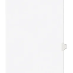 Avery Legal Pre-Printed Paper Dividers, Side Tab #17, White, Avery Style, Letter Size, 25/Pack (01017)