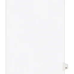 Avery Legal Pre-Printed Paper Dividers, Side Tab #24, White, Avery Style, Letter Size, 25/Pack (01024)
