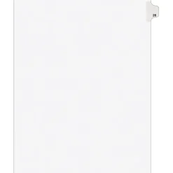 Avery Legal Pre-Printed Paper Dividers, Side Tab #26, White, Avery Style, Letter Size, 25/Pack (01026)