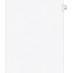 Avery Legal Pre-Printed Paper Dividers, Side Tab #27, White, Avery Style, Letter Size, 25/Pack (01027)
