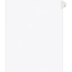 Avery Legal Pre-Printed Paper Dividers, Side Tab #1, White, Avery Style, Letter Size, 25/Pack (11911)