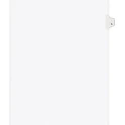 Avery Legal Pre-Printed Paper Dividers, Side Tab #4, White, Avery Style, Letter Size, 25/Pack (11914)