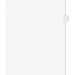 Avery Legal Pre-Printed Paper Dividers, Side Tab #6, White, Avery Style, Letter Size, 25/Pack (11916)
