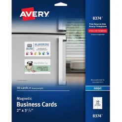 Avery Magnetic Business Cards, 2" x 3 1/2", Matte White, 30/Pack (8374)