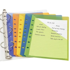 Avery Mini Binder Pockets for 5 1/2" x 8 1/2" Paper, Assorted Colors, 5/Pack (75307)