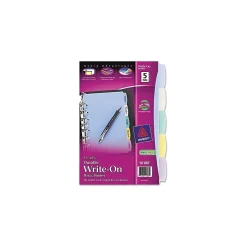 Avery Mini Write & Erase Plastic Blank Dividers, 5-Tab, Assorted Colors, 5/Pack (16180)
