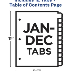 Avery Office Essentials Table 'n Tabs Pre-Printed Monthly Paper Divider, Jan-Dec Tabs, Multicolor, 1 Set (AVE11679)