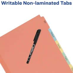 Avery Plain Tab Write-On Paper Dividers, 5 Tabs, Multicolor, 36 Sets/Pack (11508)
