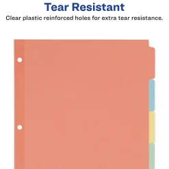 Avery Plain Tab Write-On Paper Dividers, 5 Tabs, Multicolor, 36 Sets/Pack (11508)