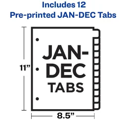 Avery Pre-Printed Paper Dividers with Laminated Tabs, Jan-Dec Tabs, Buff, Gold Reinforced (11307)