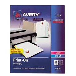 Avery Print-On Paper Dividers, 8 Tabs, White (11528)
